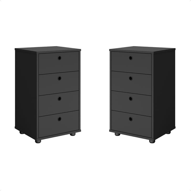 Gaveteiro organizador Escritório Home Office 4 Gavetas e Sapatas plásticas Preto