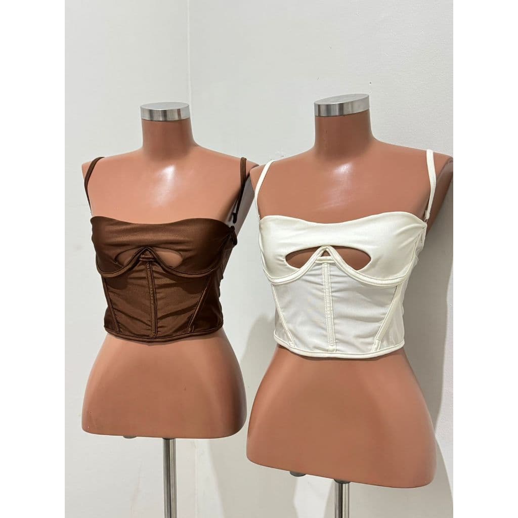 Corselet Angel em Poliamida Acetinada com Barbatanas, Aro de Sustentação e Alça Reguladora Cropped Feminino Vazando Moda