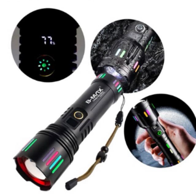 Lanterna Tática LED Laser Super Titanium Canhão de Luz Mais Potente B-Max BM-8540