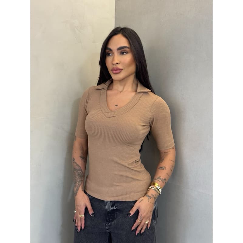 Camisa Gola Polo Social Camiseta Trabalho Uniforme Baby Look Moda Evangelica Polo Casual Canelada