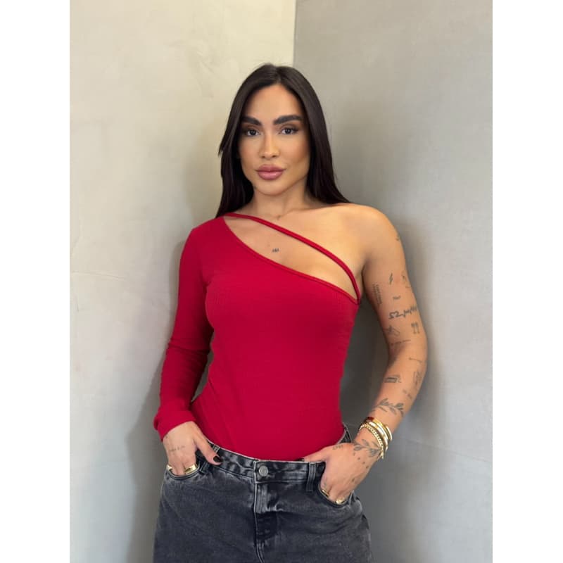 Body Feminino Nula Manga Um Ombro Só Moda Inverno Casual Canelada Mula Manca Elegante Moda Feminina