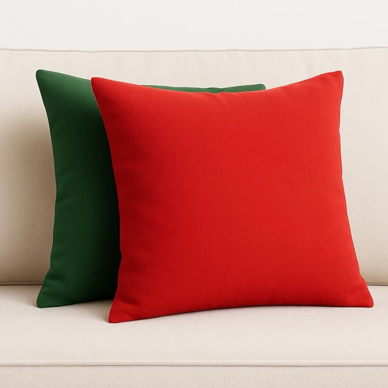 Capa de almofada de natal vermelha e verde lisa 45cm X 45cm decoração natalina