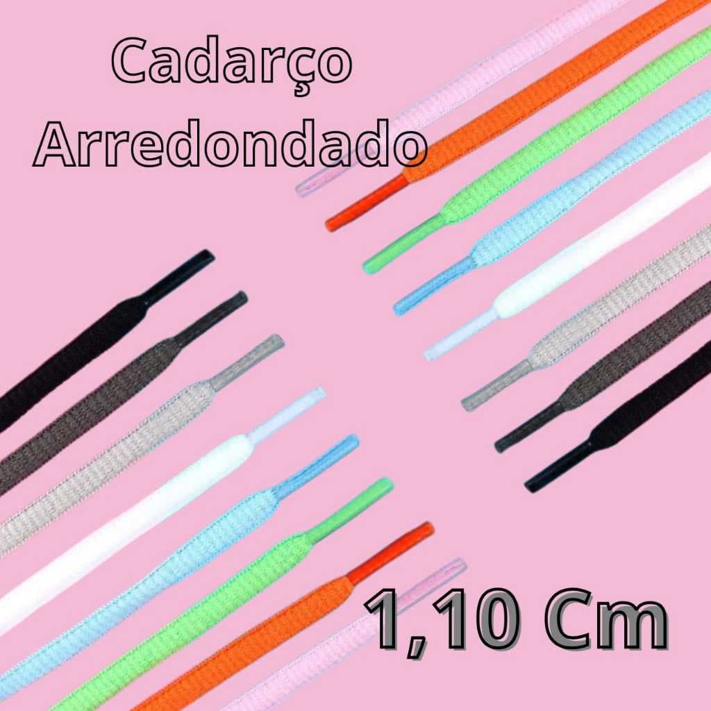 1 Par De Cadarços De Sapatos Arredondado 110cm Largos Para Tênis Adultos E Infantis Ou Esportivo