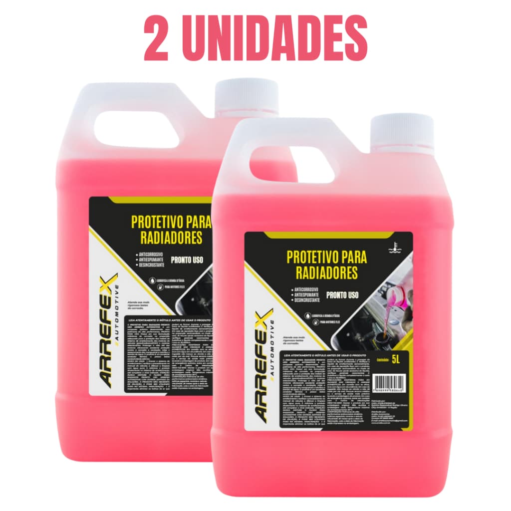 Kit C/ 2 Aditivo Radiador Rosa Anticorrosivo Orgânico Protetor Arrefex Galão 10 Litros