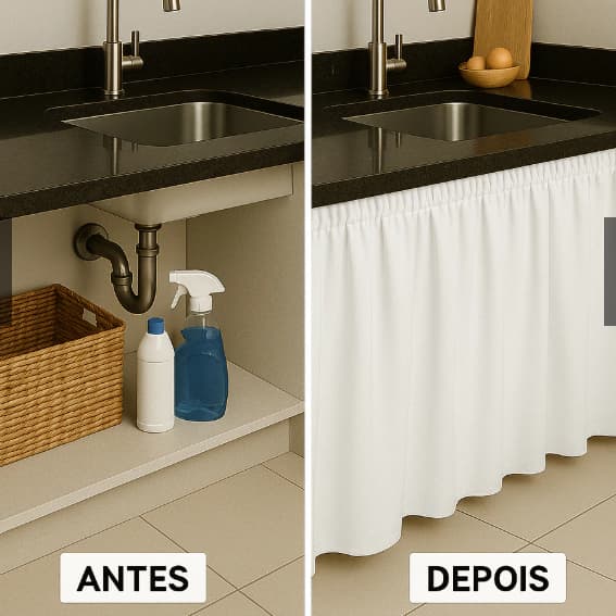 Cortina Para Balcão da Pia de Cozinha Material 100% PVC Anti Mofo Durável 138cm x 80cm Para Uso Diário Estampa Lisa