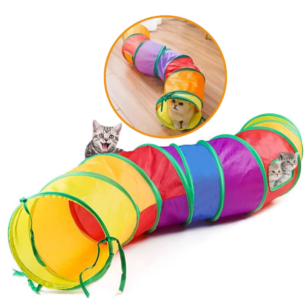 Brinquedo Túnel Colorido Para Gatos Labirinto Para Pets Interativo Multi Entrada Com Bolinha Estimulante