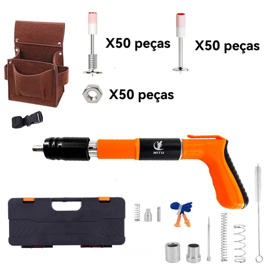 MITU Pistola de Fixação Finca Pino Kit Completo Profissional 20 Pregos Finca Pino Inclusos