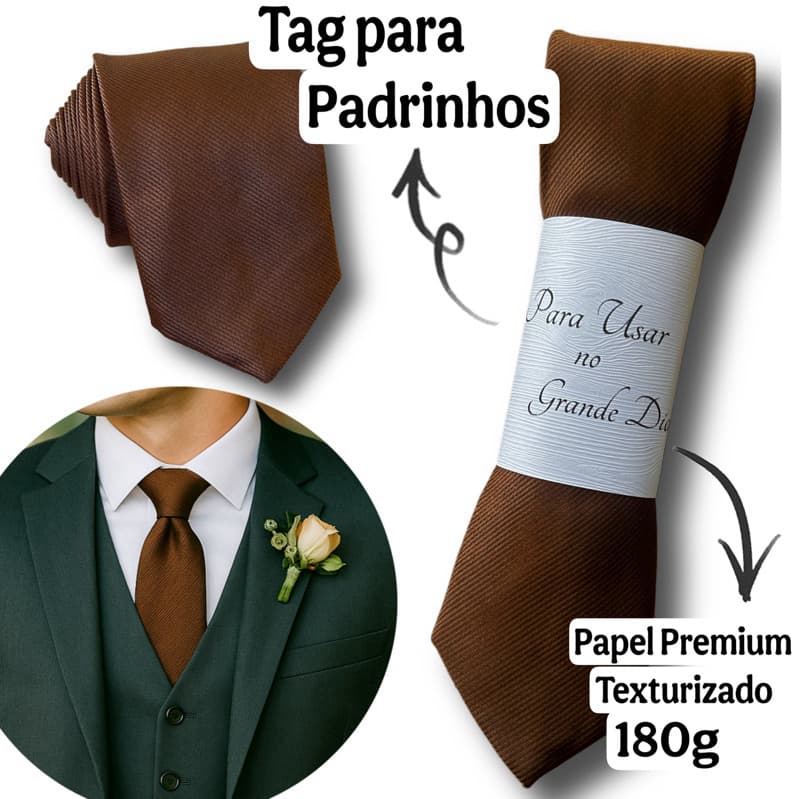 Kit 4 a 20 Gravatas Marrom para Padrinhos Casamento Slim