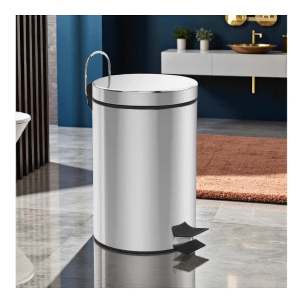 Lixeira Inox Redonda Multiuso Compacta - Lixeira Inox 5 Litros
