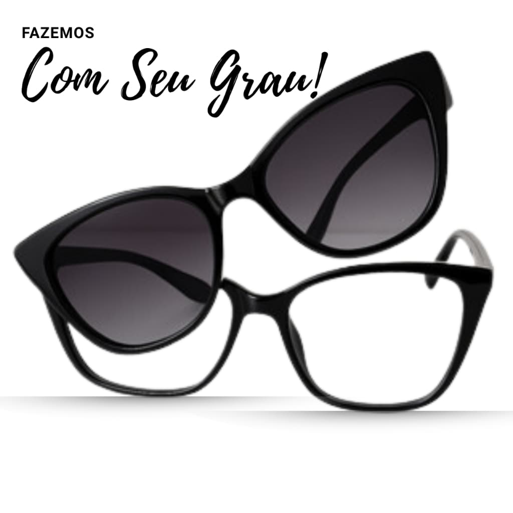 Armação Óculos Grau Feminino + Clipon Gatinho 9038