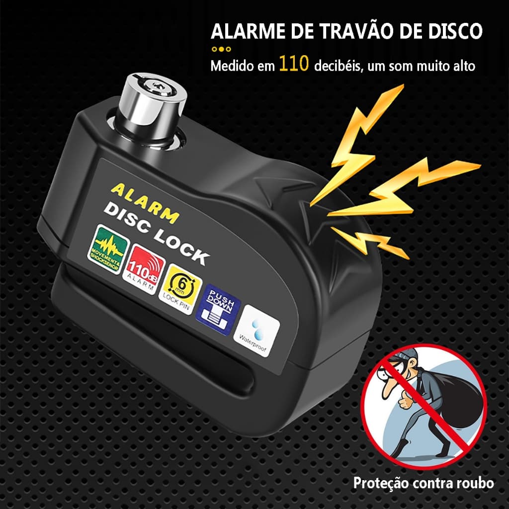 Cadeado Para Moto Com Alarme Anti Furto Reforçado Cadeado Com Alarme Sonoro Para Bicicleta Trava De Segurança De Disco
