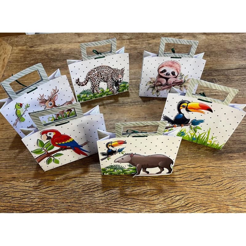 Sacolinhas tema bichos da fauna Brasileira  kit com 12.