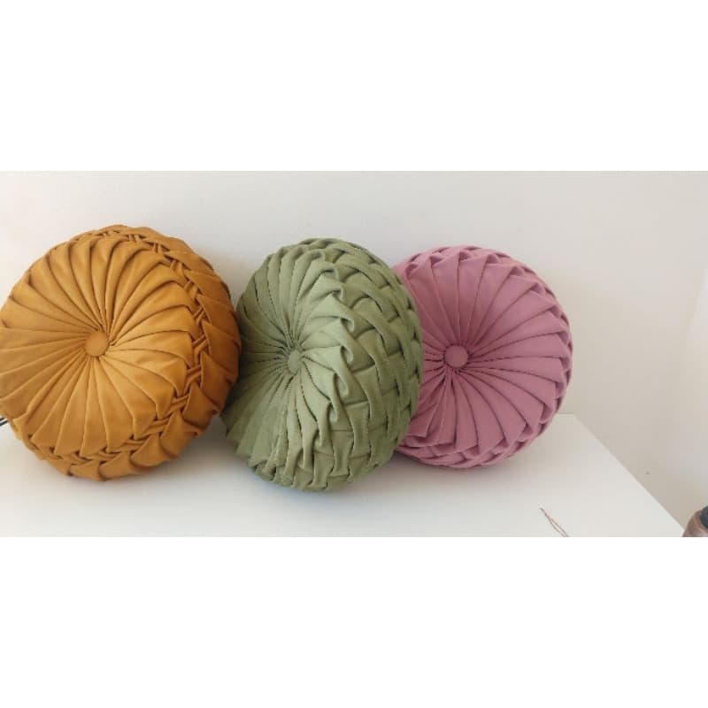 almofada decorativa redonda artesanal luxuosa veludo 35cm
