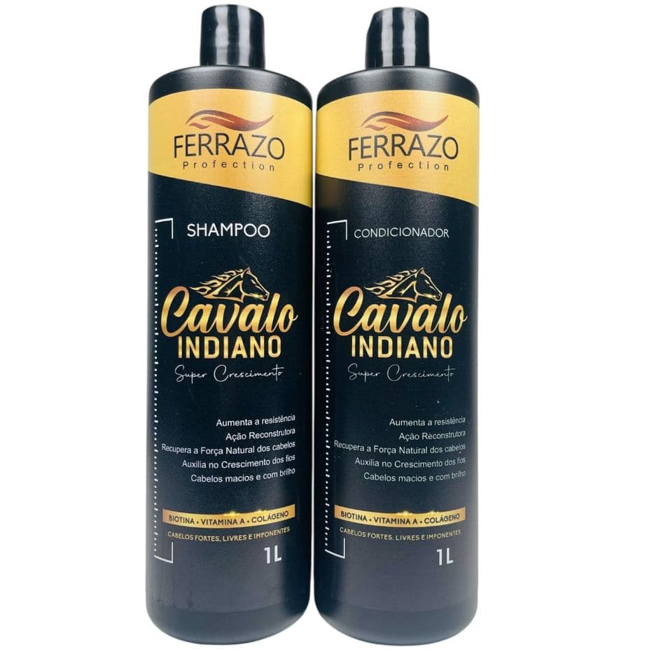 Kit Capilar Cavalo Indiano Super Crescimento 1L Cabelos Fortes e Resistentes Ferrazo Profection