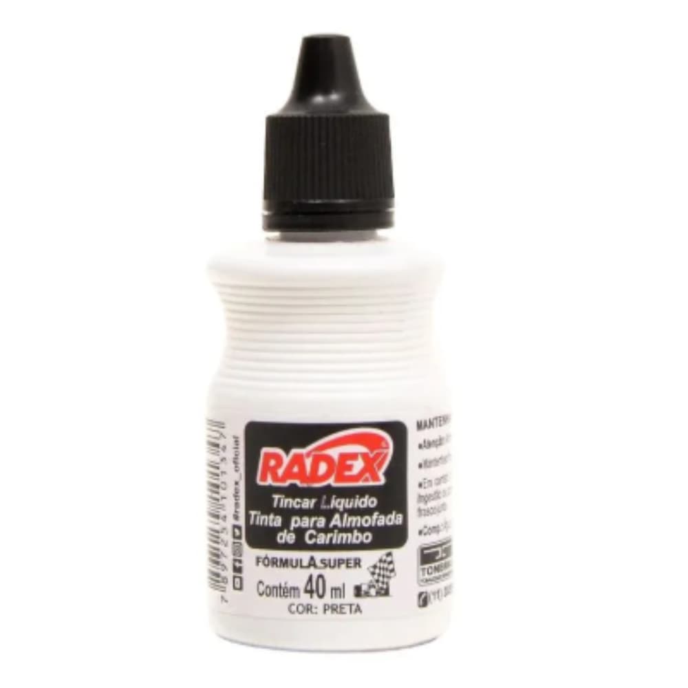 Tinta para Almofada de Carimbo 40ml Preto Radex