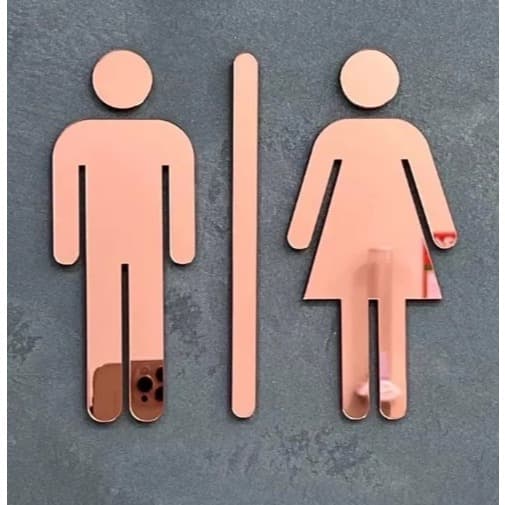 Placa banheiro acrílico 2mm masculino feminino espelhado ou colorido