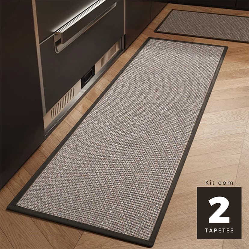 Kit 2 Tapete Multi Gourmet Para Cozinha Lavanderia 50x70cm e 50x140cm Amend Antiderrapante Kacyumara