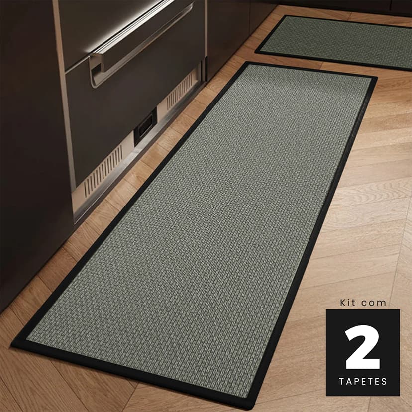 Kit 2 Tapete de Cozinha Multi 50x70cm e 50x140cm Fend Antiderrapante Emborrachado Kacyumara