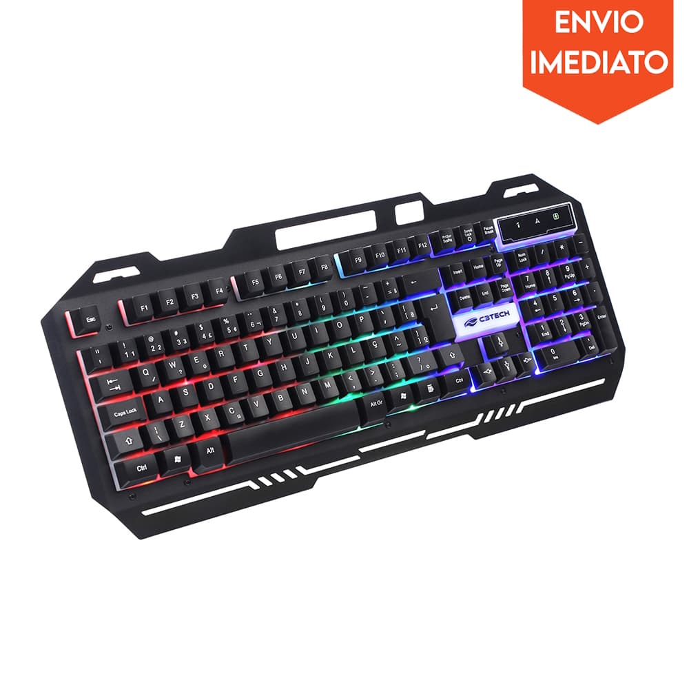 Teclado Gamer com LED C3Tech USB KG-40BK Preto QWERTY