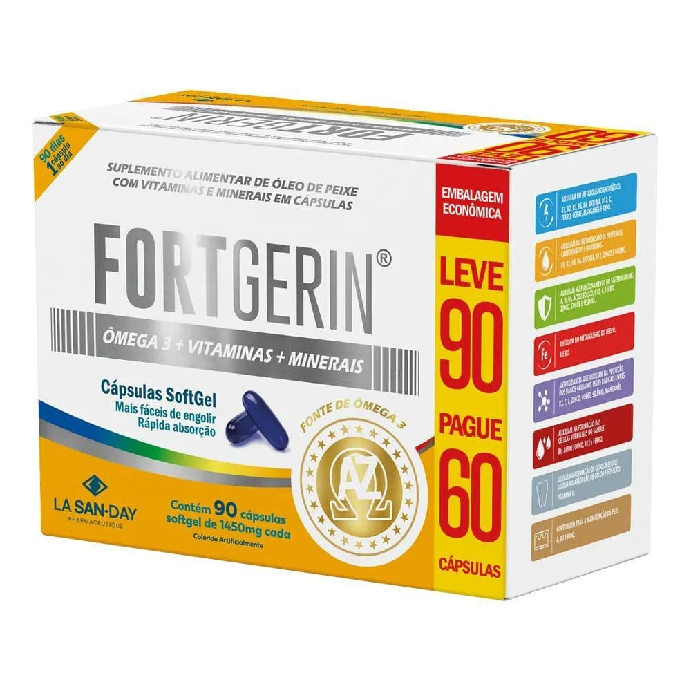 Fortgerin AZ + Ômega - 90 Cápsulas - La San Day