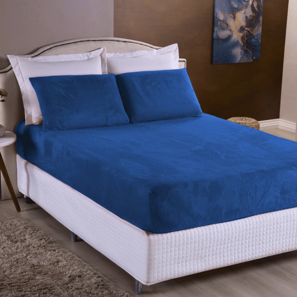 Jogo De Lençol De Plush Casal Padrão 3 Peças Manta Soft Com Elástico Toque Macio Fronhas 70cm x 50cm