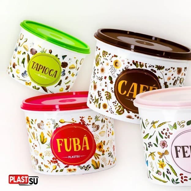 Pote Floral Estampado Porta Mantimento 1,8L ou 1,1L Modelos Variados Branco Envio Imediato