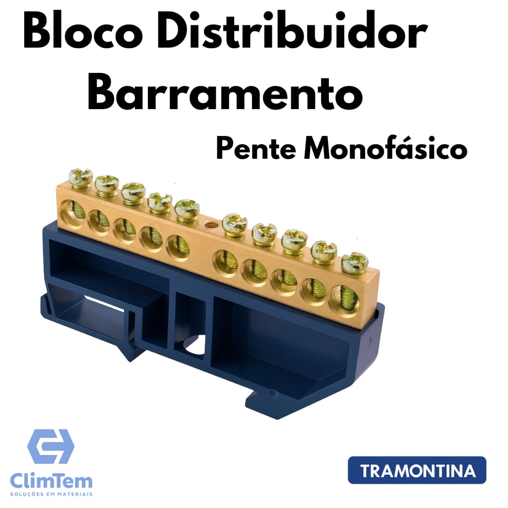 Bloco Distribuidor Barramento Pente Monofásico Bifásico E Trifásico 12 Polos  21 Cm