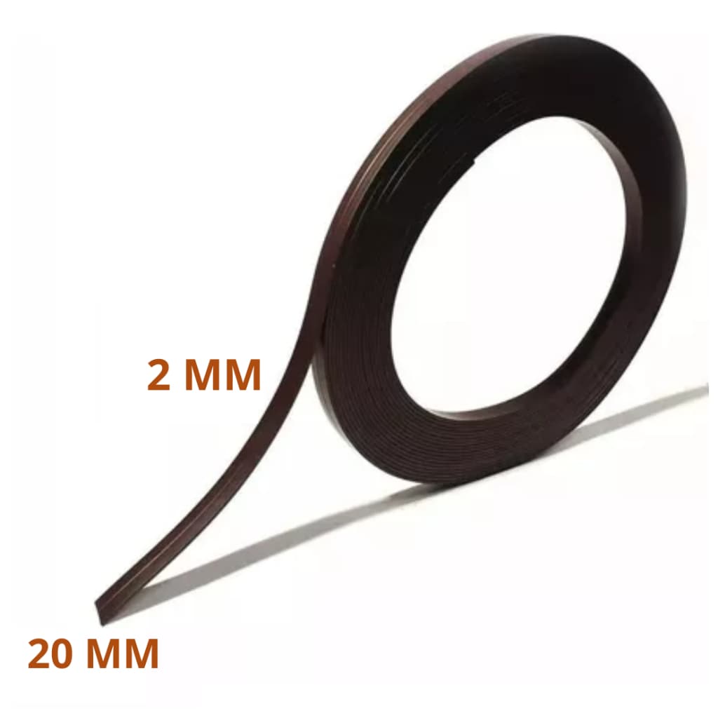 Imã Flexível Perfil Magnético 20mm x 2mm para Quadros Brindes e Artesanato