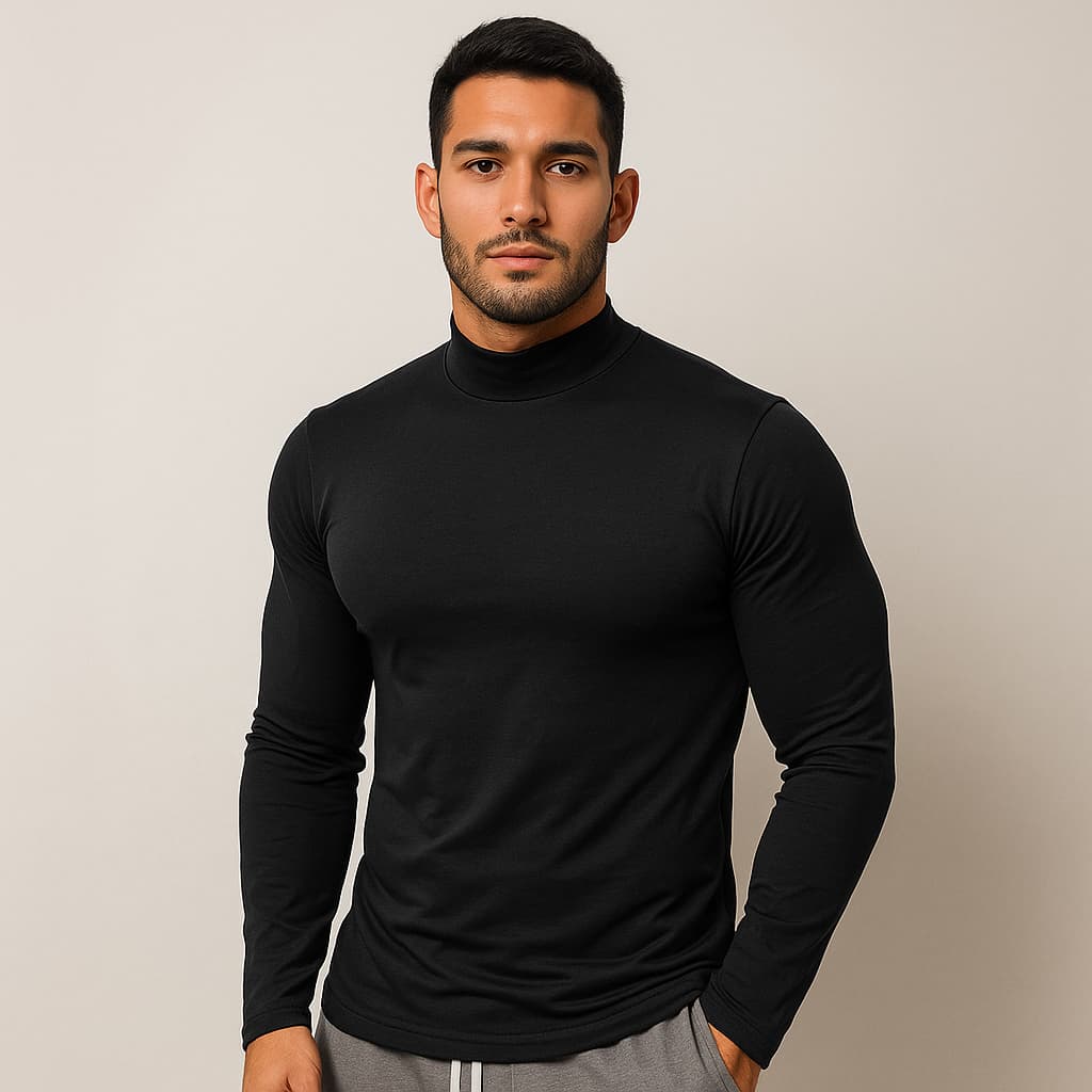 Camiseta Cacharrel Gola Alta 4cm Masculino Manga Longa
