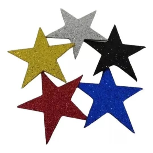 Aplique Estrela Eva Glitter Cores Sortidas Decoração Natal Diversos Tamanhos