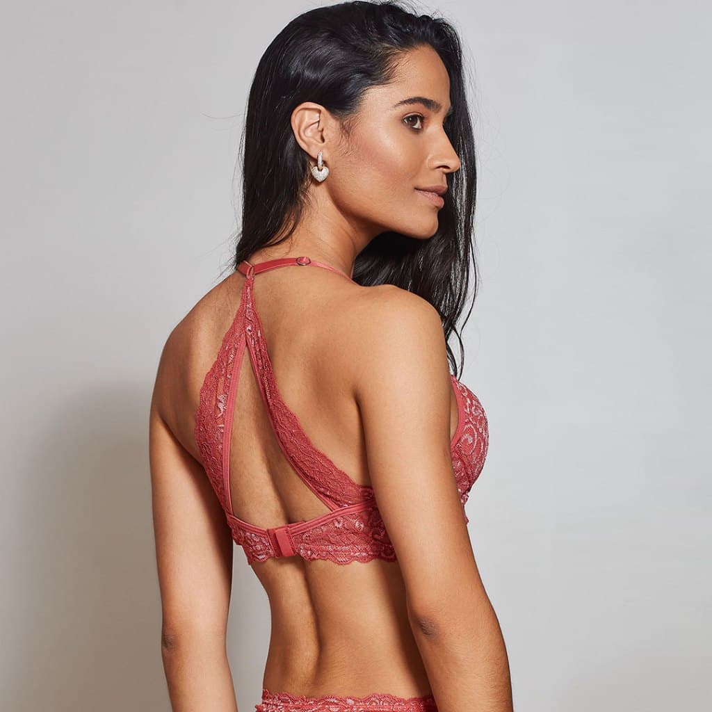 Sutia Meia Taça Estilo Nadador Todo Em Renda com  Bojo