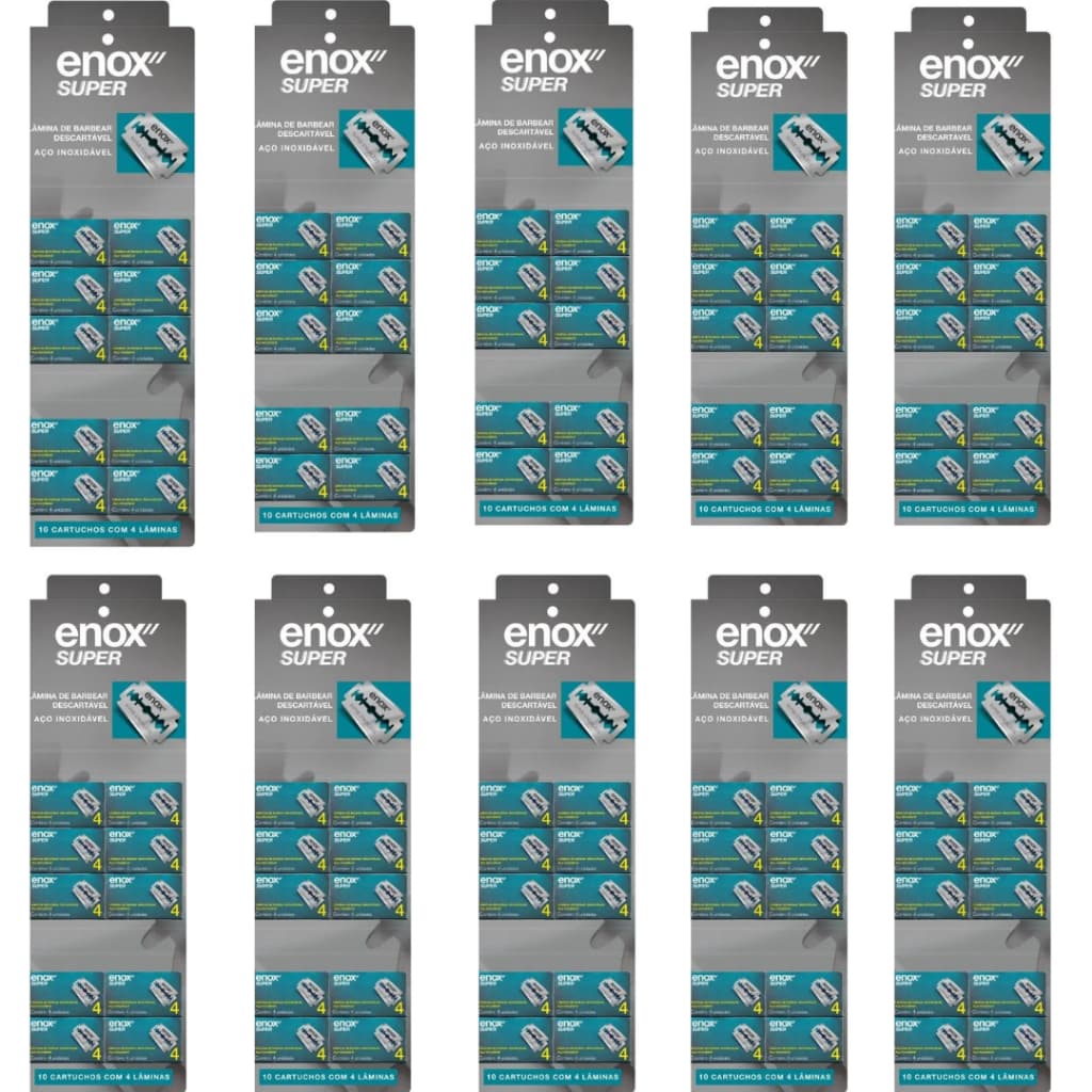 10 Cartelas 400 Lâminas Lâminas De Barbear Enox Super Fio Duplo