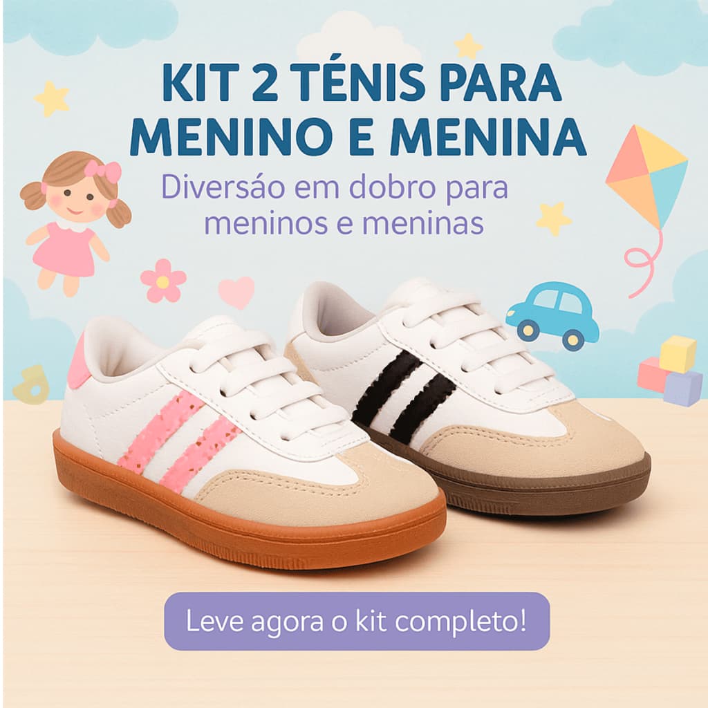 Kit 2 Tênis Infantil – Modelos Casuais Leves e Resistentes – Envio Imediato Do 20 ao 33!