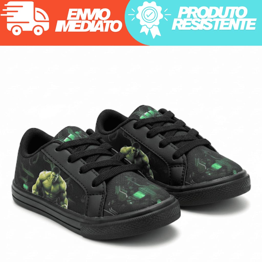 Tênis Infantil Hulk Escolar Passeio e Brincadeiras Redondo Leve e Macio 22 ao 33 Kids Promoção
