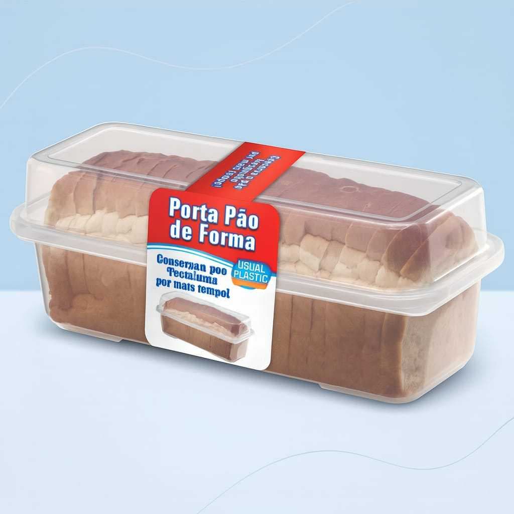 Porta Pão de Forma  Retangular Com Tampa 33 x 15x 15 Livre De BPA Recipiente De Pães Cores Sortidas Transparente