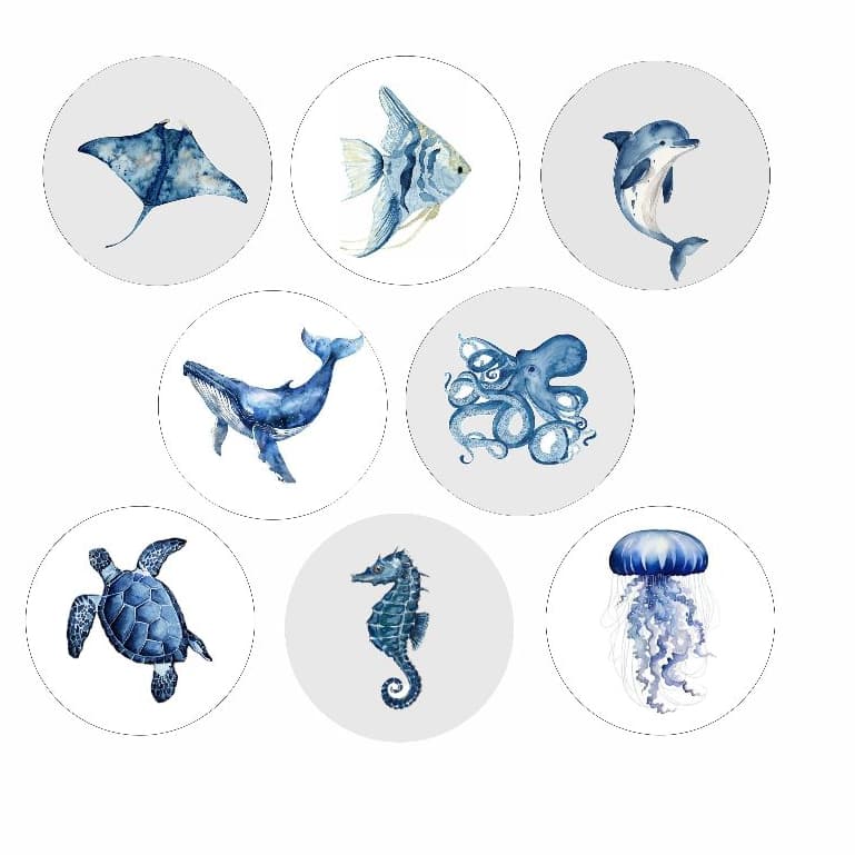 Kit com 8  descanso de copos fundo do mar animais marinhos e varios modelos
