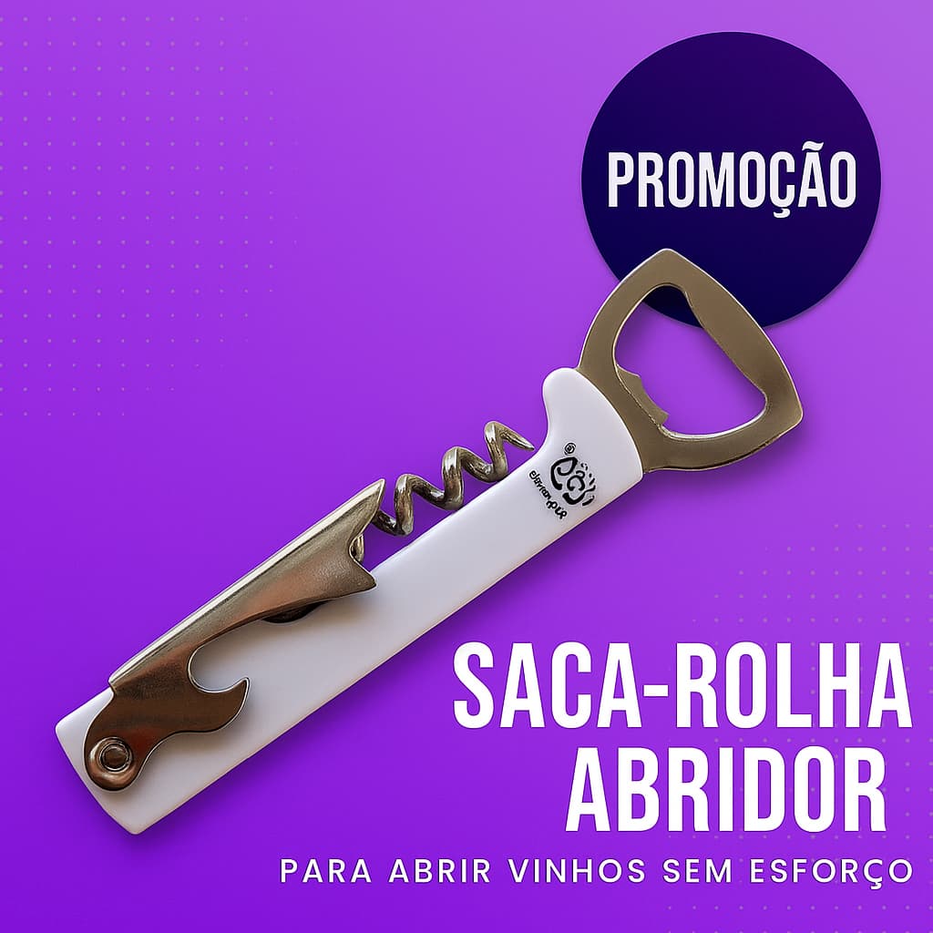Abridor de latas e abridor de garrafas Saca-rolha 3 em 1  de inox cabo de plástico Branco.
