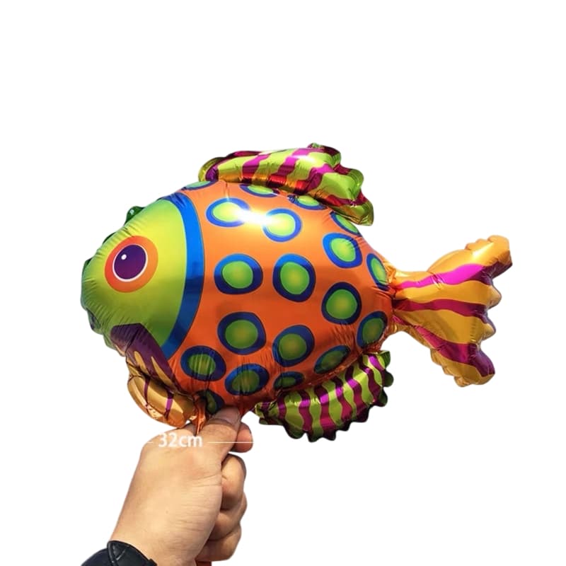 10 Mini Balão Peixe Metalizado 30cm Festa Decoração Fundo Mar C90411
