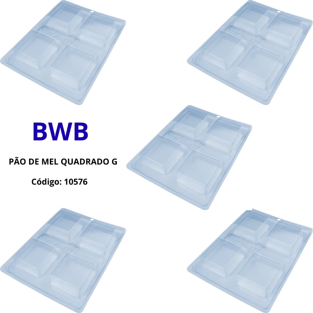 Molde Especial p/ Chocolate BWB 10576 Forma Casquinha Pao de Mel Quadrado Grande Bolo Bombom Brownie