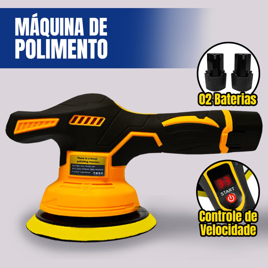 Polidor Sem Fio Elétrico Lixadeira Politriz Polidora Automotiva Polimento Carro Enceradora