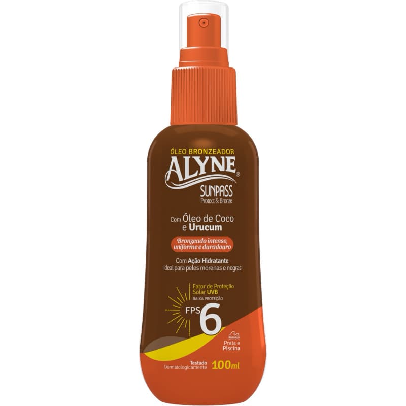 Óleo Bronzeador Alyne FPS6 Bronzeador Intenso, Uniforme e Duradouro 100ml