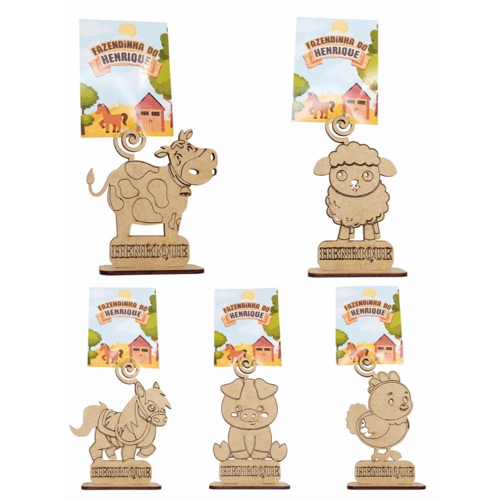 10 lembrancinha Porta recado/foto mdf personalizados SAFARI FAZENDINHA bichos elefante girafa leão CAVALO VACA PORCO