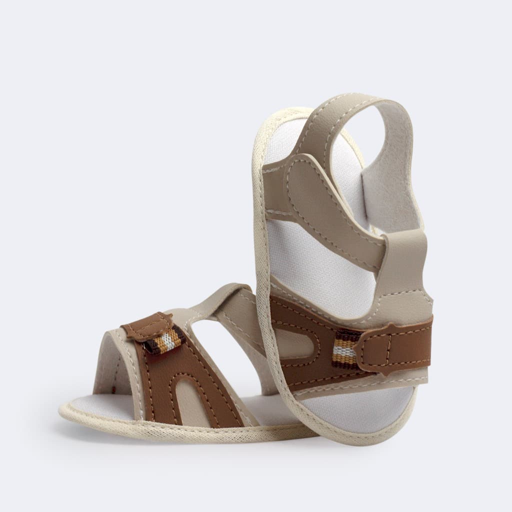 SANDÁLIA PARA BEBÊS RECÉM NASCIDO INFANTIL LUNI BABY MENINO  –  BEGE/CONFORTO