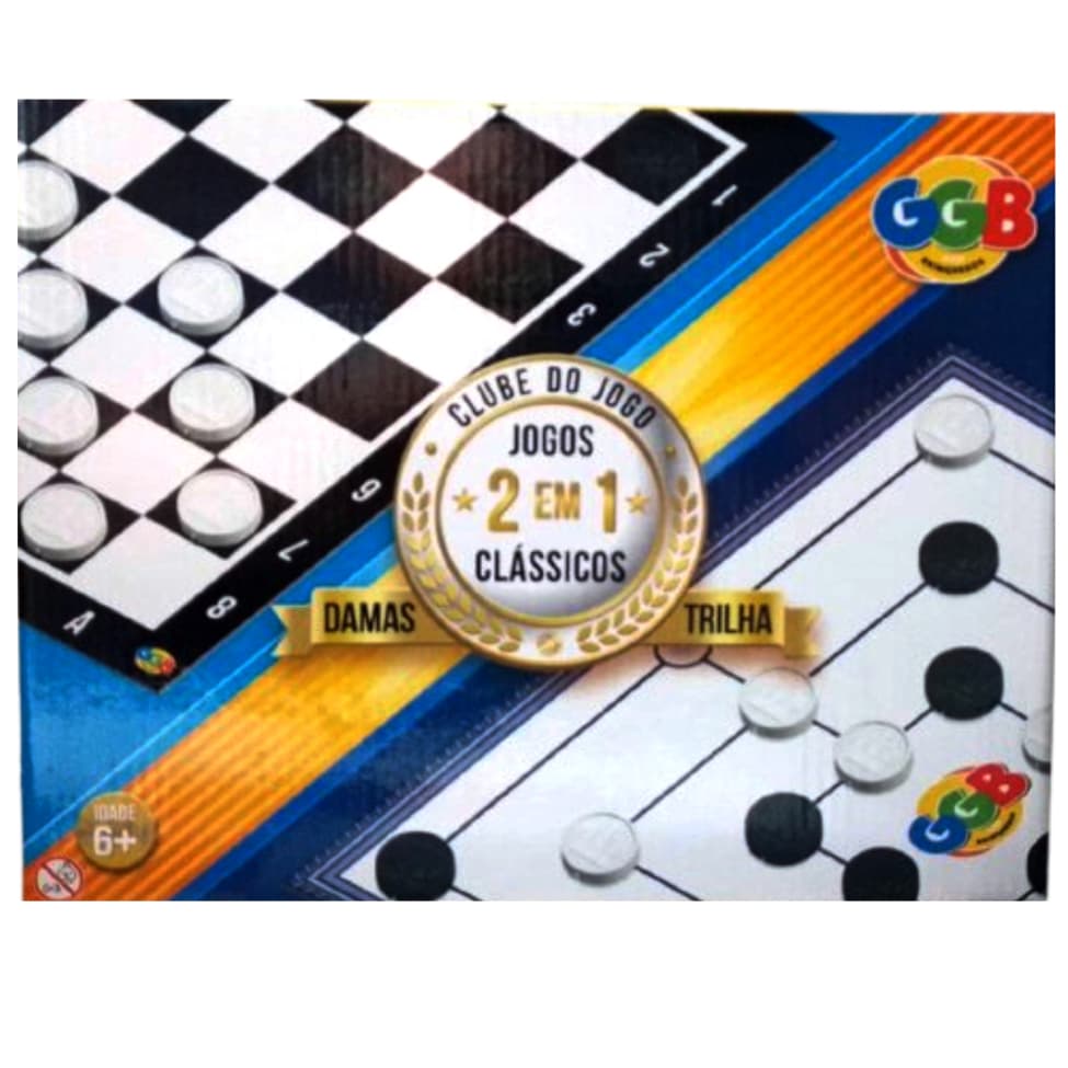 Divertido Jogo de Tabuleiro Clássico Original 2x1 Damas e Trilha GGB jogos para toda a Familia