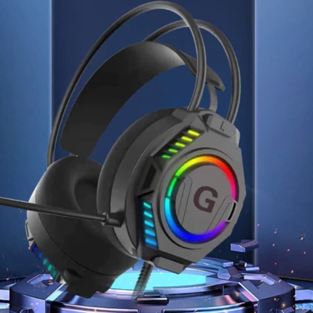 Headset Gamer Lehmox  | LED RGB, Som Potente, Microfone Ajustável, Conforto Prolongado – USB + P3