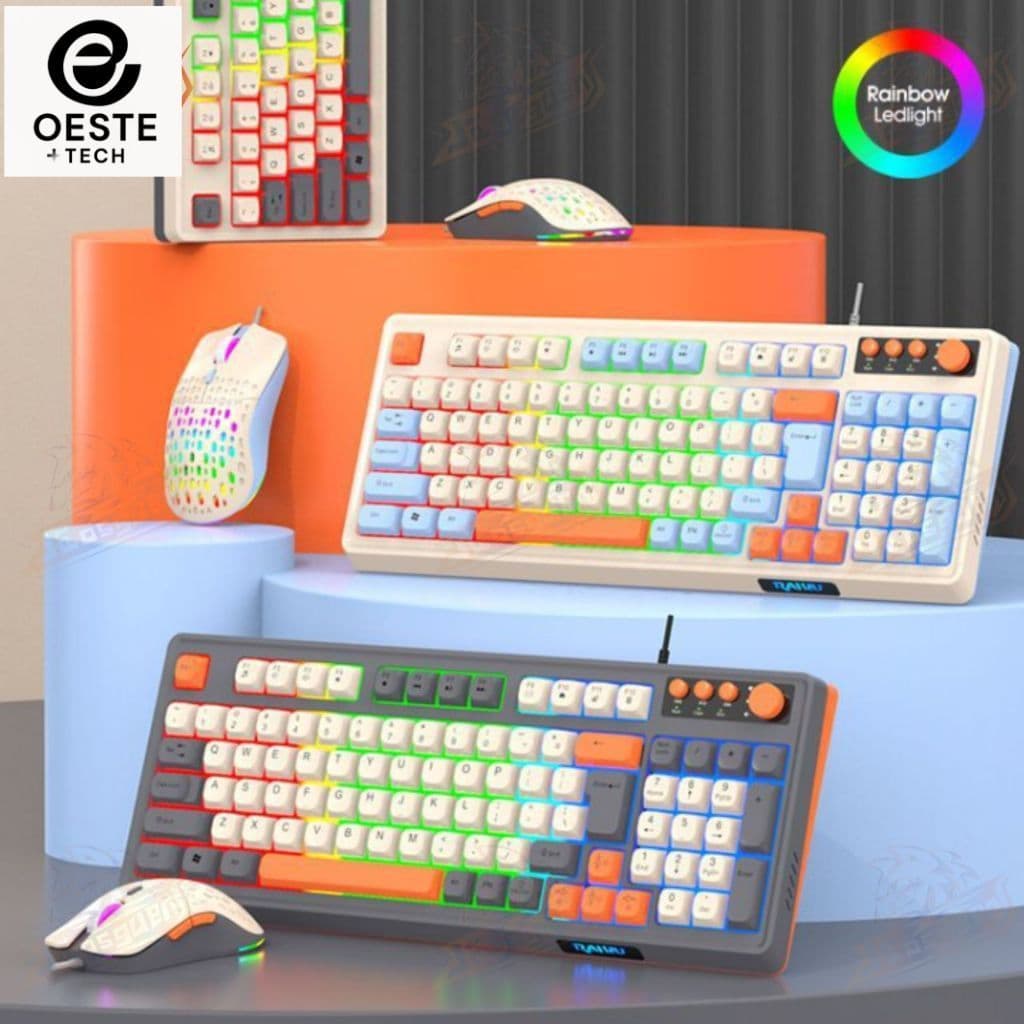 Kit Gamer Teclado + Mouse  | RGB, Teclado com Fio, Design Moderno, Conforto e Precisão para Jogos