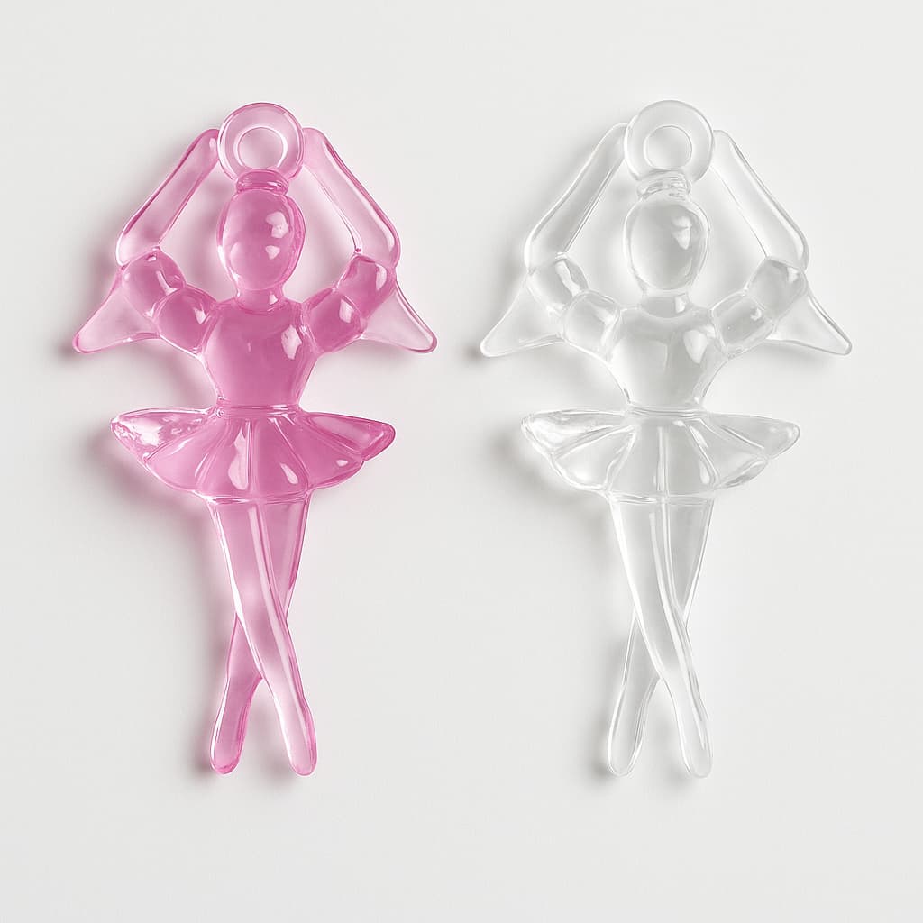 Pingente Bailarina 58mmx38mm Miçanga Acrílico para Chaveiro Lustre Festa de 15 Anos