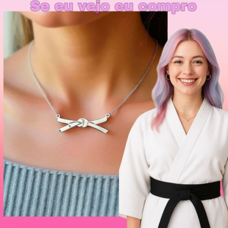 Colar faixa kimono aço inox inoxidável artes marciais jiu jitsu kickboxing judo karatê taekwondo quimono pingente