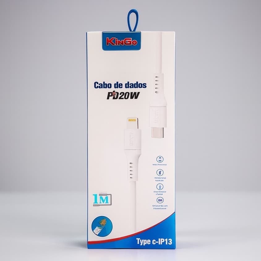 Cabo Usb P/ Lightning Kingo Tipo C 1 Metro Potência 27W