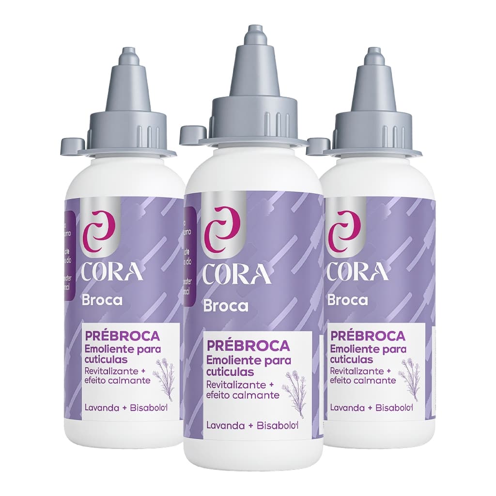 Kit Cora Pré Broca Amolecedor Cutículas 100ml Lavanda Bisabolol Antiinflamatório Spa Unhas